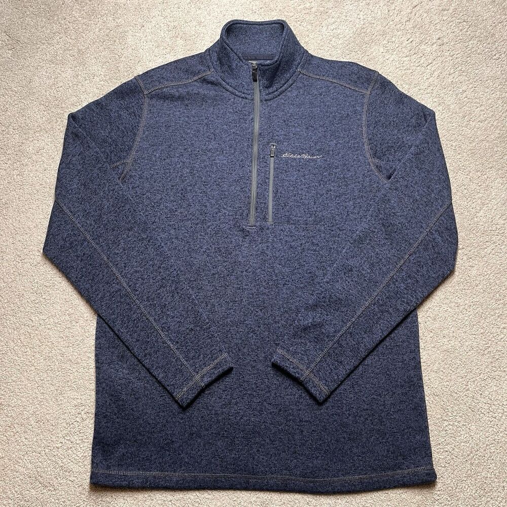 Eddie Bauer Mens LT Radiator Fleece 1/4 Zip Blue Pullover Sweater Large Tall